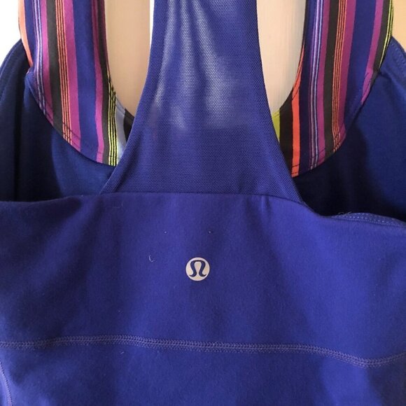 Womens Lululemon Scoop Neck Tank Royal Blue and Stripes Size 4 - Picture 8 of 11